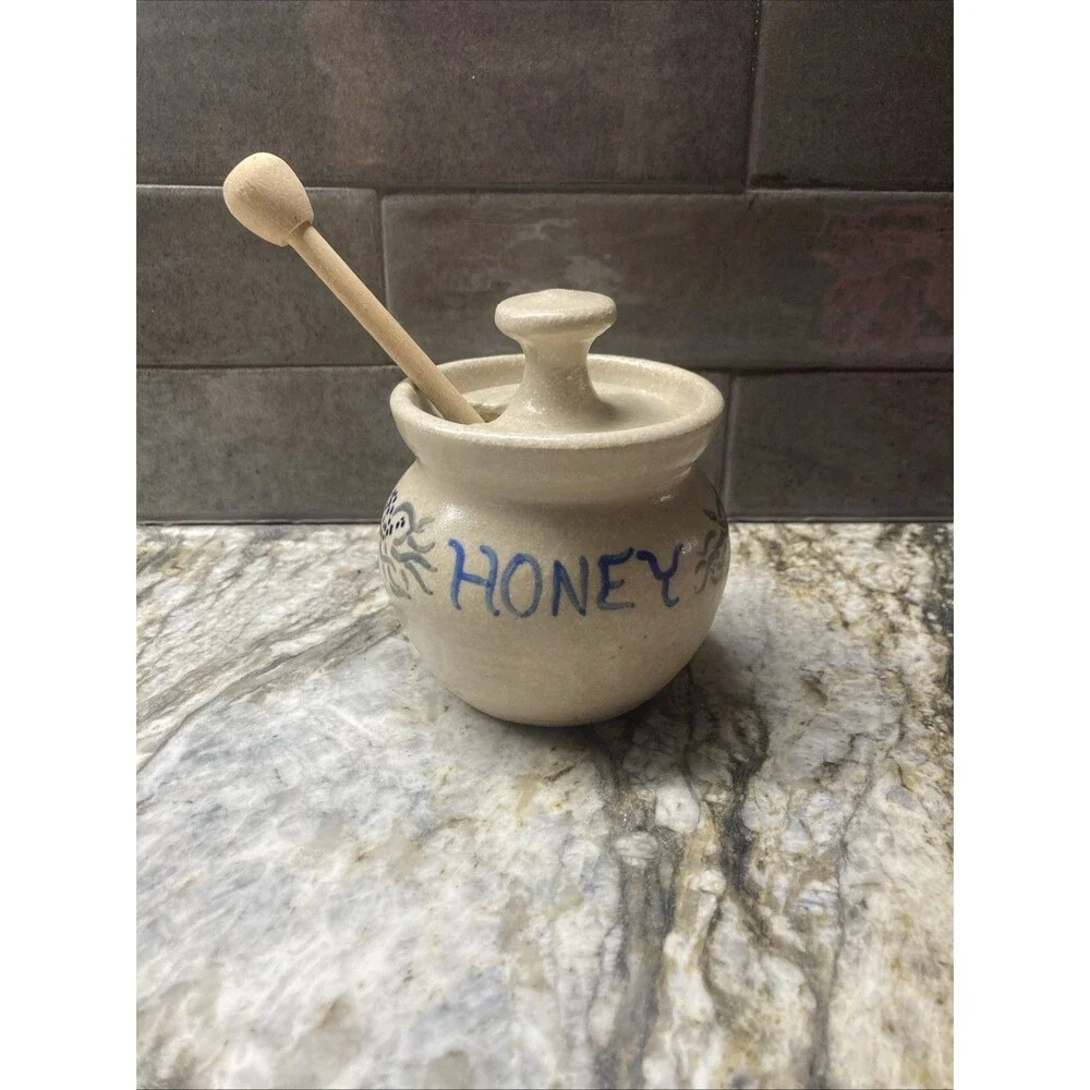 Vintage 1986 Turn & Burn Honey Pot W Lid- Seagrove NC- EUC- Signed D.M.L.